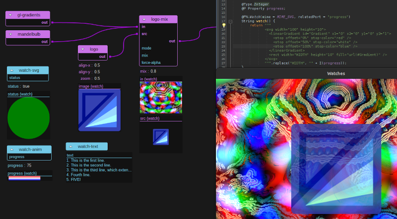 Various watches in the graph editor